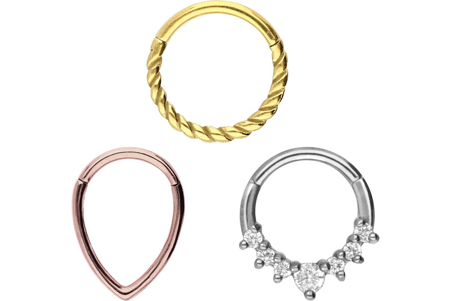 SET Chirurgenstahl Segmentring Clicker Piercing MIX